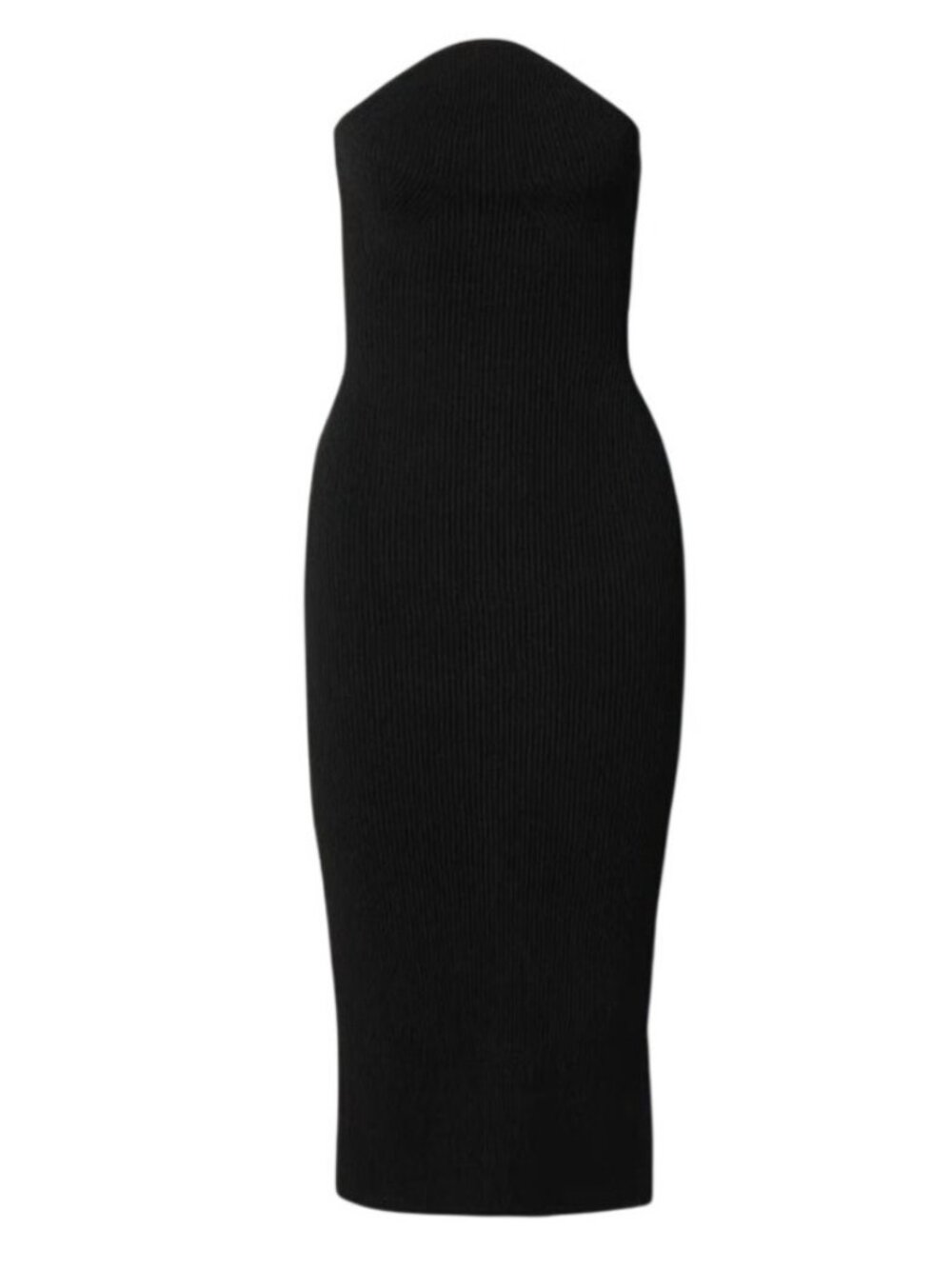 KHAITE Rumer Ribbed Midi Dress in Black